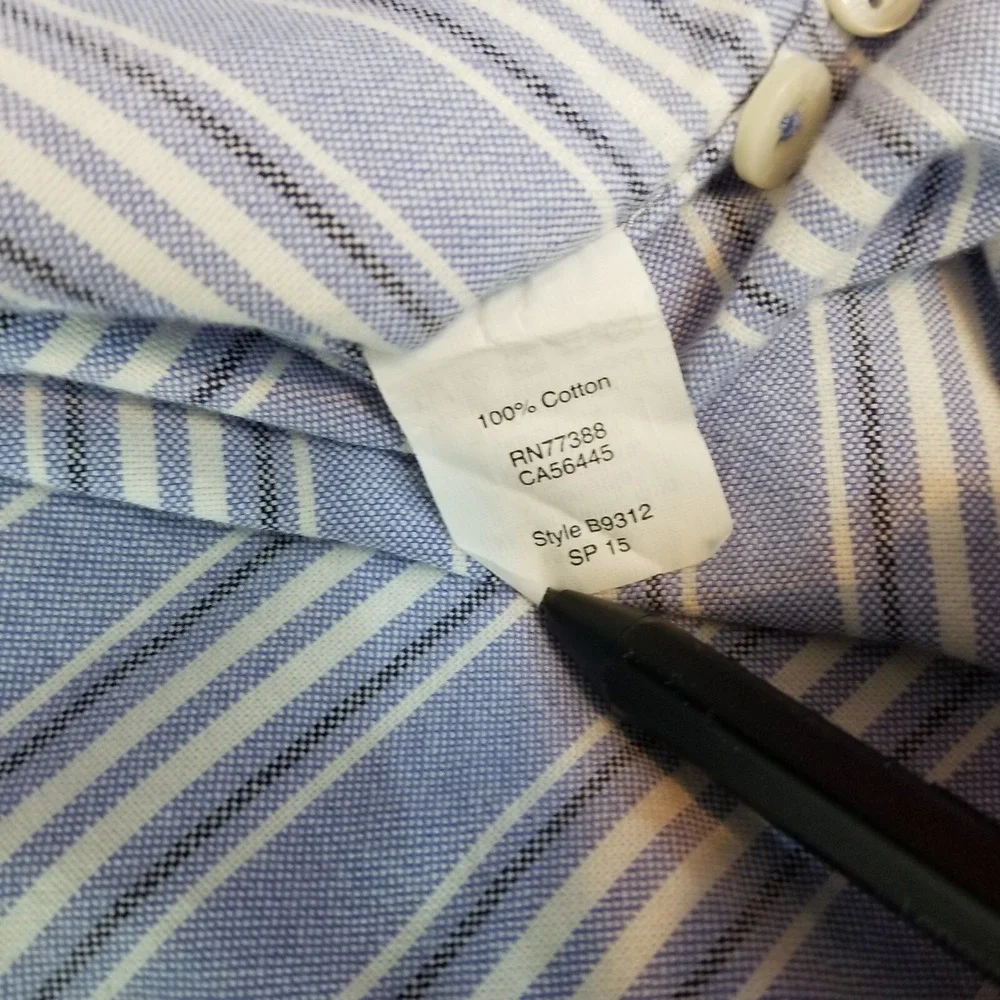 J Crew Oxford Shirt Men XL Slim Blue Striped 100% Cotton Long Sleeve Button Down